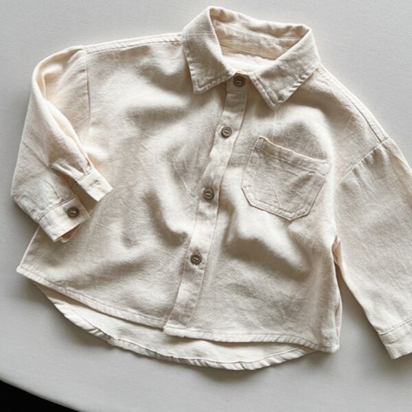 9M-6Y Solid Color Cotton Long Sleeve Button Shirt Wholesale Kids Boutique Clothing KCV493499