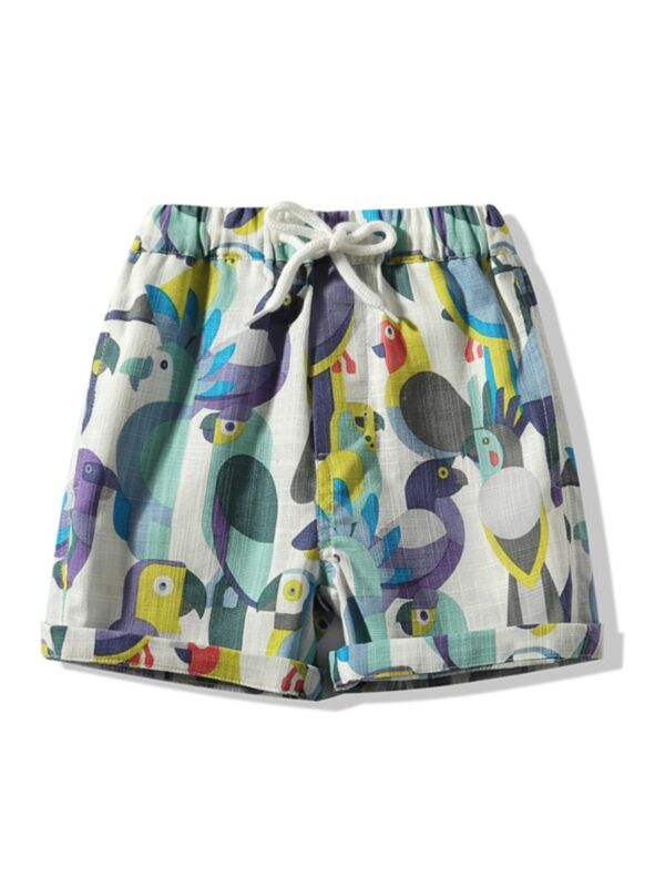 Toddler Kid Boy Birds Pattern Beachwear Shorts