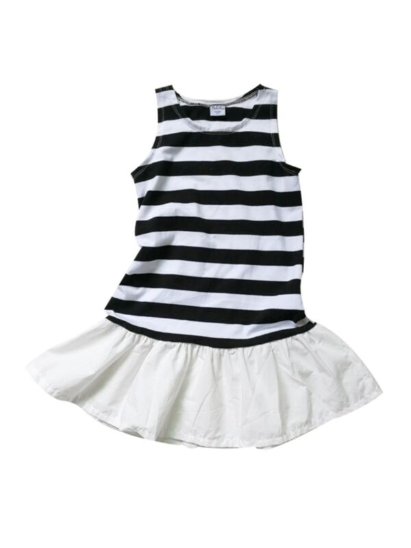 Kid Girl Stripe Ruffle Hem Tank Dress