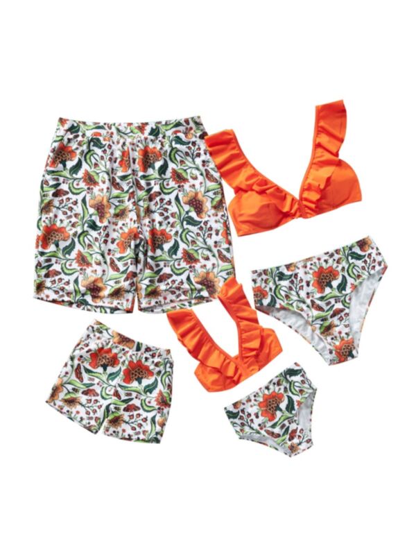 Floral Print Beach Family Swimsuits