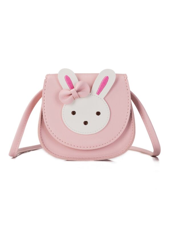 Kid Girl Rabbit & Bow Trim PU Crossbody Bag