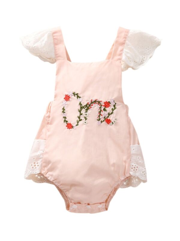  Baby Girl Bodysuit Flutter Sleeve One Birthday 21062057