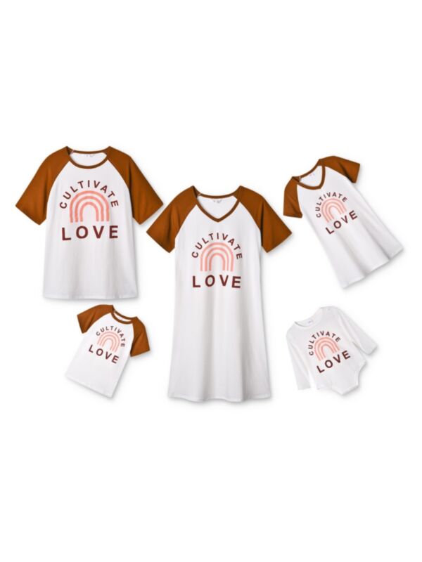 Family Matching Cultivate Love Rainbow Print T-shirt Dress Bodysuit 210728679