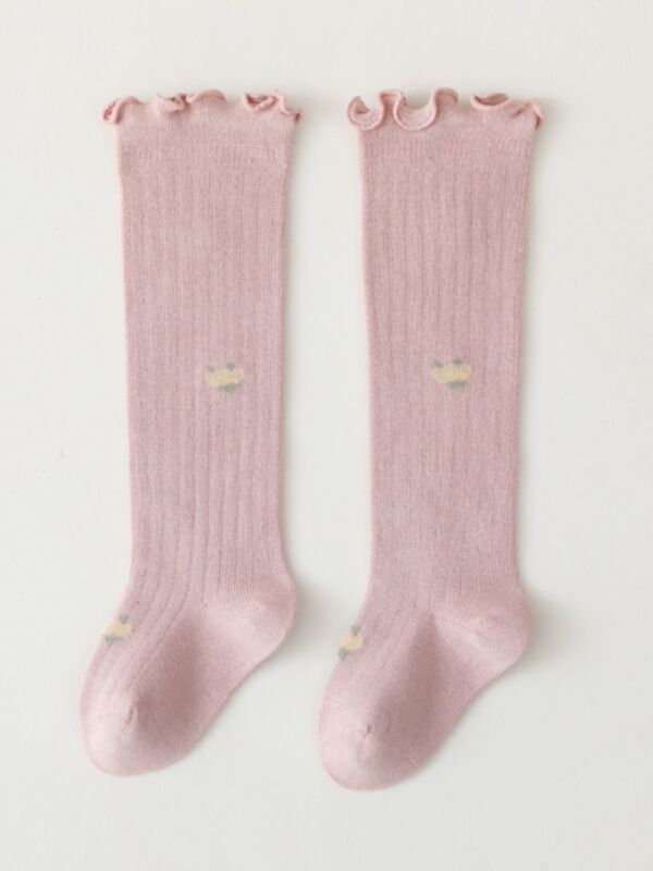 Baby Toddler Girl Flower Trim Knee High Socks 210731578