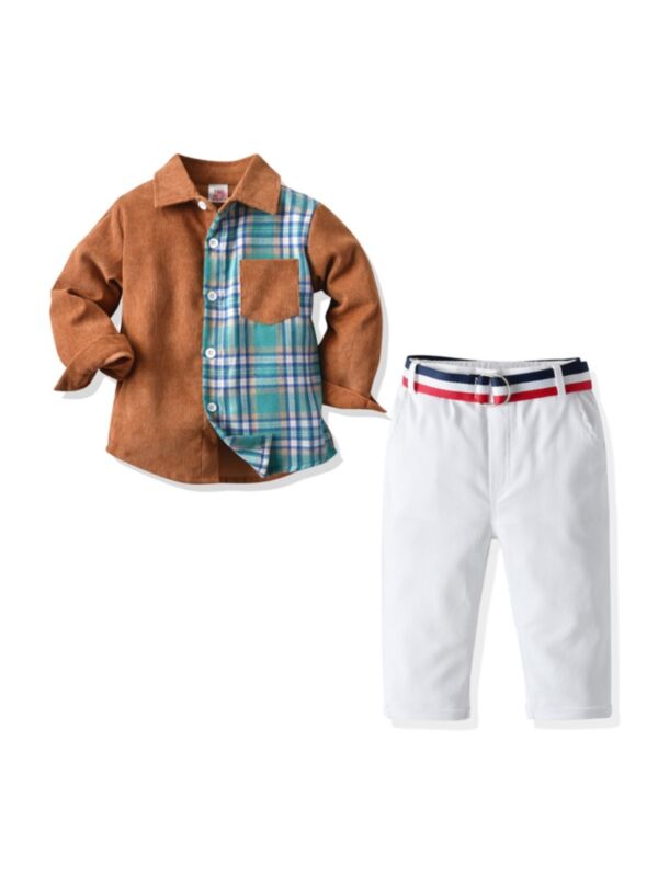 Hit Color Checked Boys Suit Sets Wholesale Boy Clothing 210810501