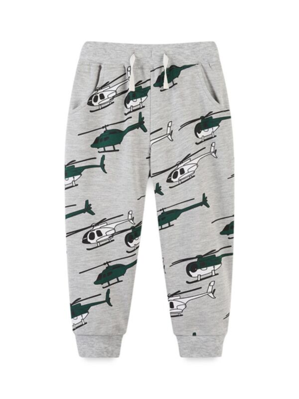 6-pack Airplane Printed Kid Boy Sweatpants Wholesale Boy Clothes 210817229