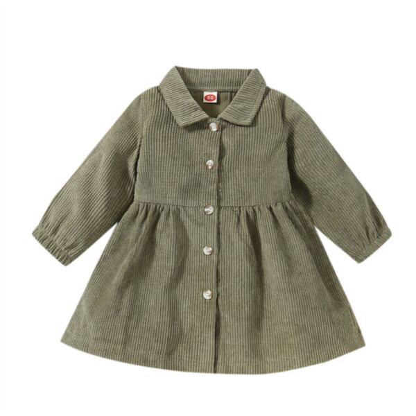 3-24M Baby Girls Solid Color Lapel Long Sleeve Cardigan Corduroy Dress Wholesale Baby Clothes KDV385581