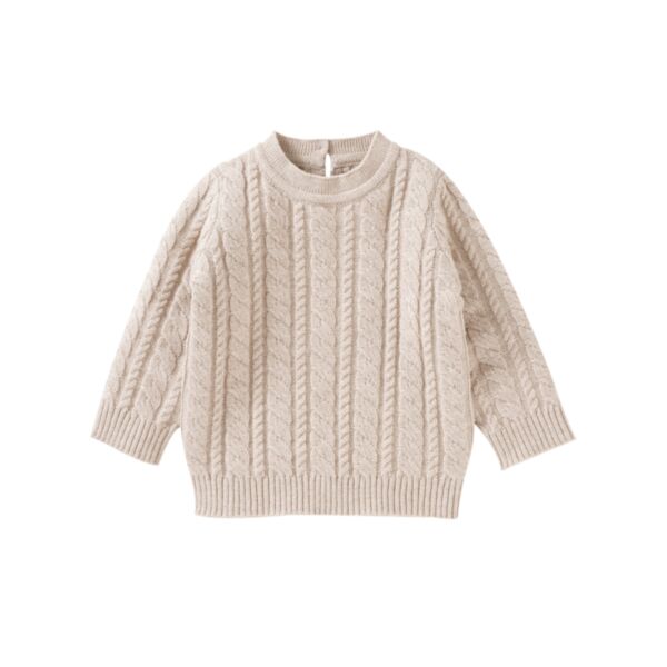 Solid Color Round Neck Long Sleeve Knitted Baby Sweater 21102491