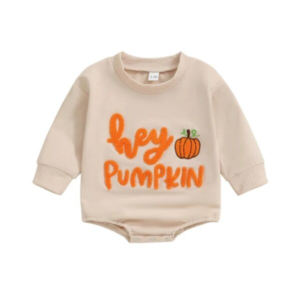 0-18M Baby Pumpkin Letters Embroidery Long Sleeve Bodysuit Halloween Wholesale Baby Clothes V3824062500002