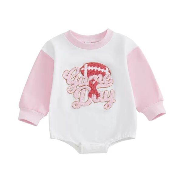 0-18M Baby Letter Embroidery Contrast Long Sleeve Bodysuit Wholesale Baby Clothing V3824101700036