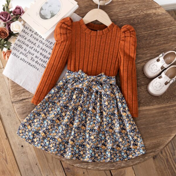 2-7Y Toddler Girls Long Sleeve Dress Knit Dress Wholesale Girls Clothes V3824112600012