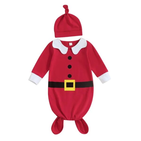 Newborn Pajamas Christmas Knotted Sleeping Bags and Hats Two-piece Set Wholesale Baby Clothing V3824081700023