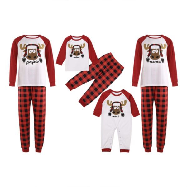 Christmas Family Matching Outfits Cartoon Moose Print Loungewear Long Sleeve Pajamas Wholesale Family Look KSV600740