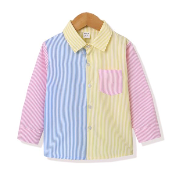 3-7Y Toddler Boys Striped Colorblock Pocket Shirts Wholesale Boy Clothing KTV385634