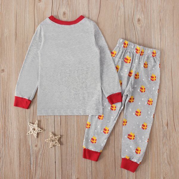 18M-7Y Christmas Gray Tops Cartoon Santa Claus Print Pullover And Pants Set Pajama Wholesale Kids Boutique Clothing KSV491848