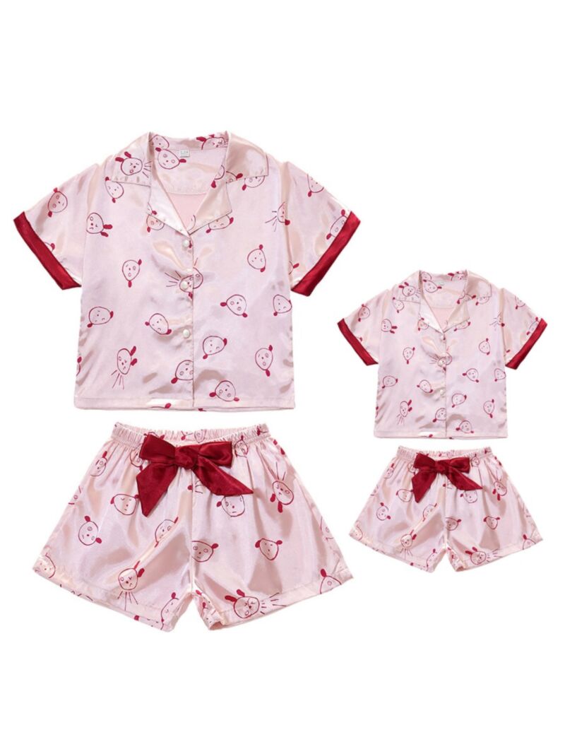 Wholesale Mommy and Me Two-piece Cartoon Homewear Set 2