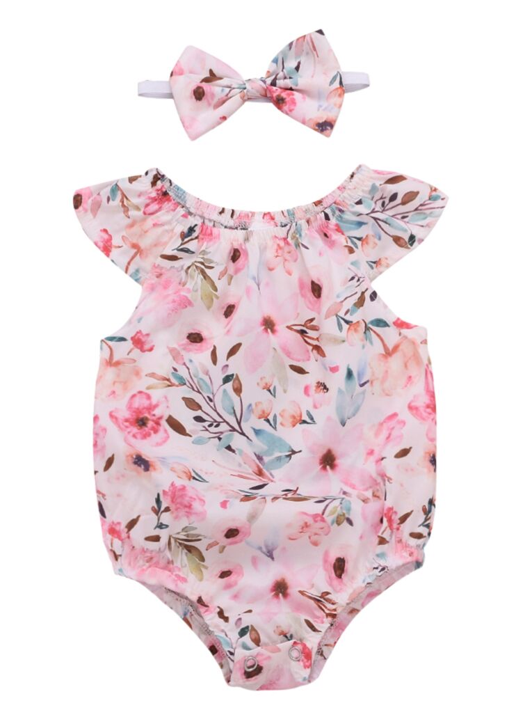 Wholesale Summer Infant Girl Short-sleeved Flower Bodys