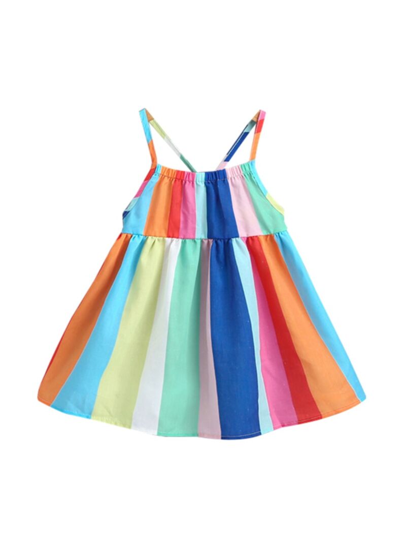 Wholesale Toddler Little Girl Rainbow Color Sundress 19