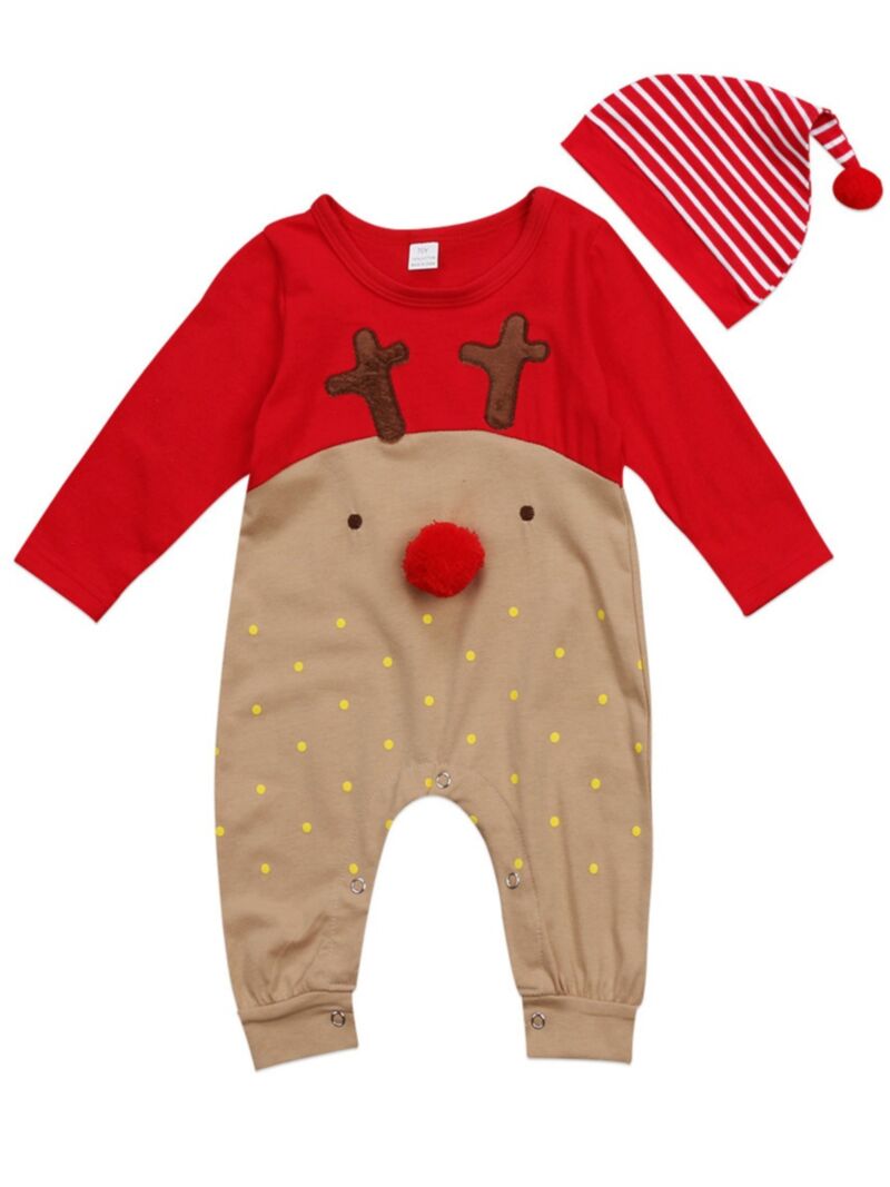 Wholesale 2-Piece Baby Christmas Deer Style Overalls Ma