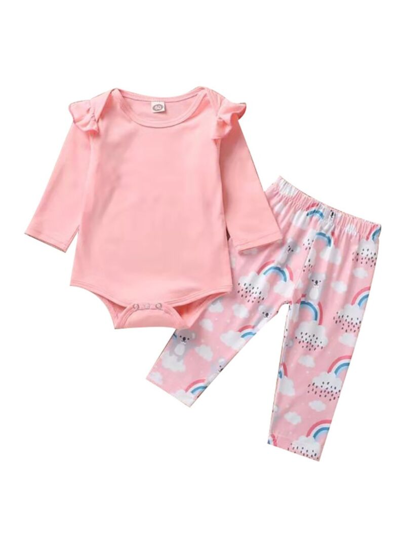 Wholesale 2-Piece Spring Baby Girl Pink Onesie Matching