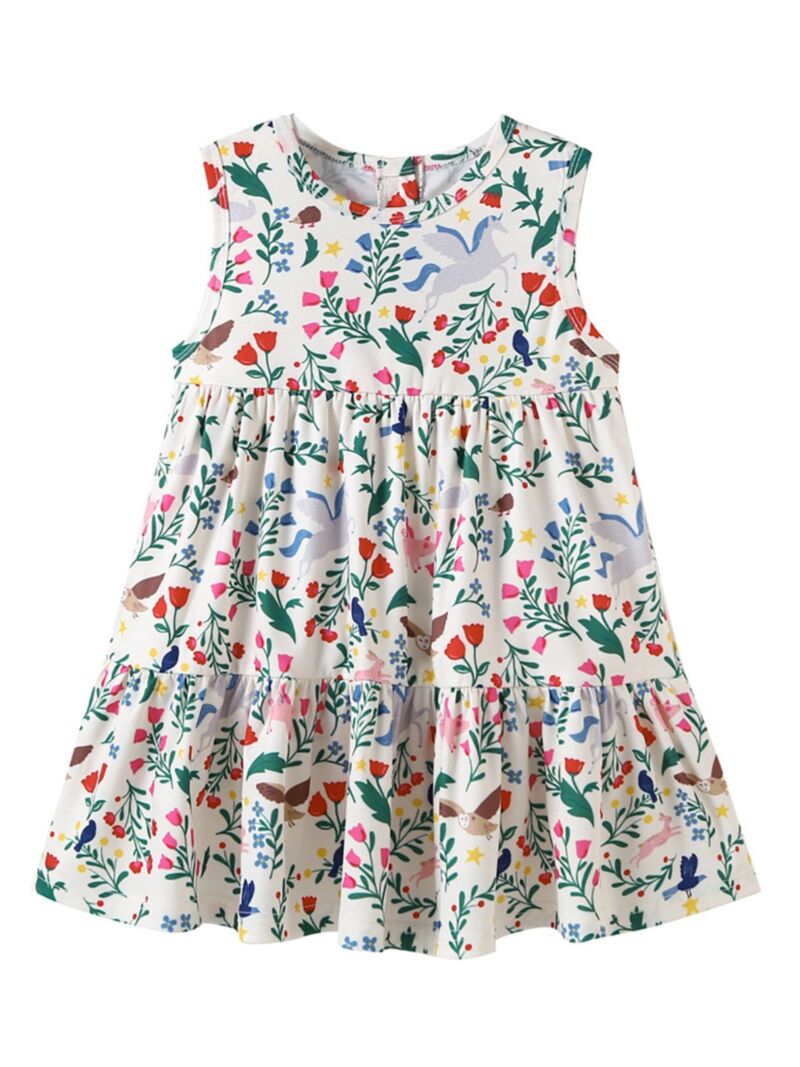 Wholesale Baby Little Girls Floral Sleeveless Dress 191