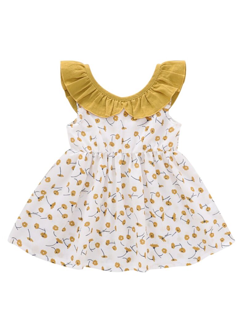 Wholesale Toddler Girls Yellow Flower Dress 19121741