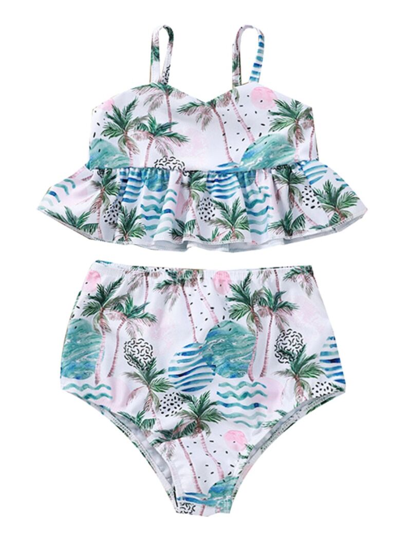 Wholesale 2-Piece Little Girl Coconut Tree Tankini Biki