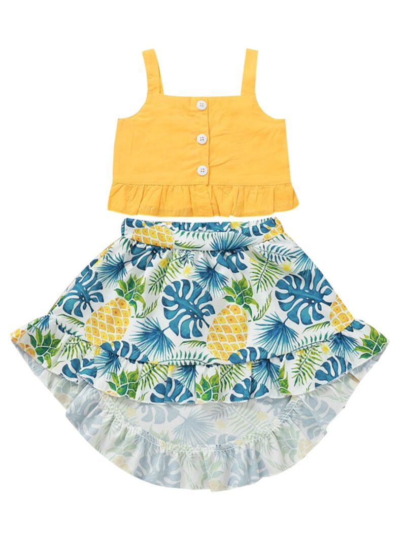 Wholesale 2-Piece Summer Little Girl Yellow Crop Top