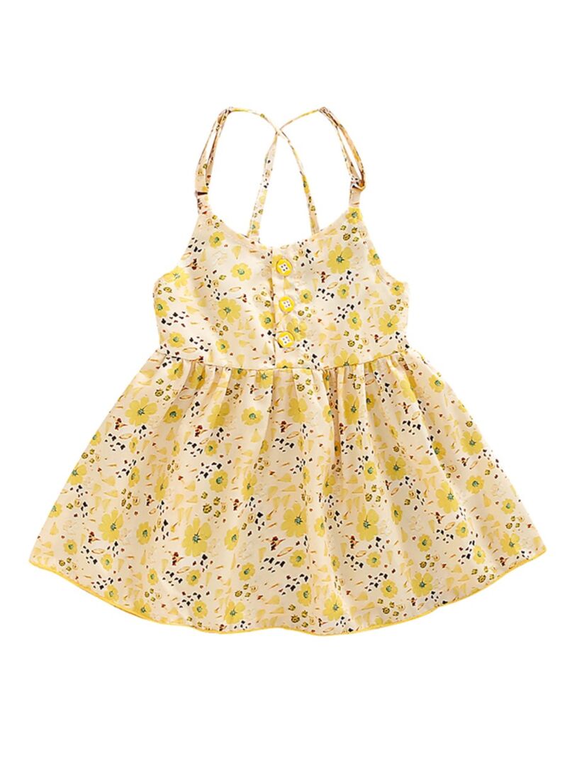 Wholesale Little Girl Yellow Backless Dress 20022921