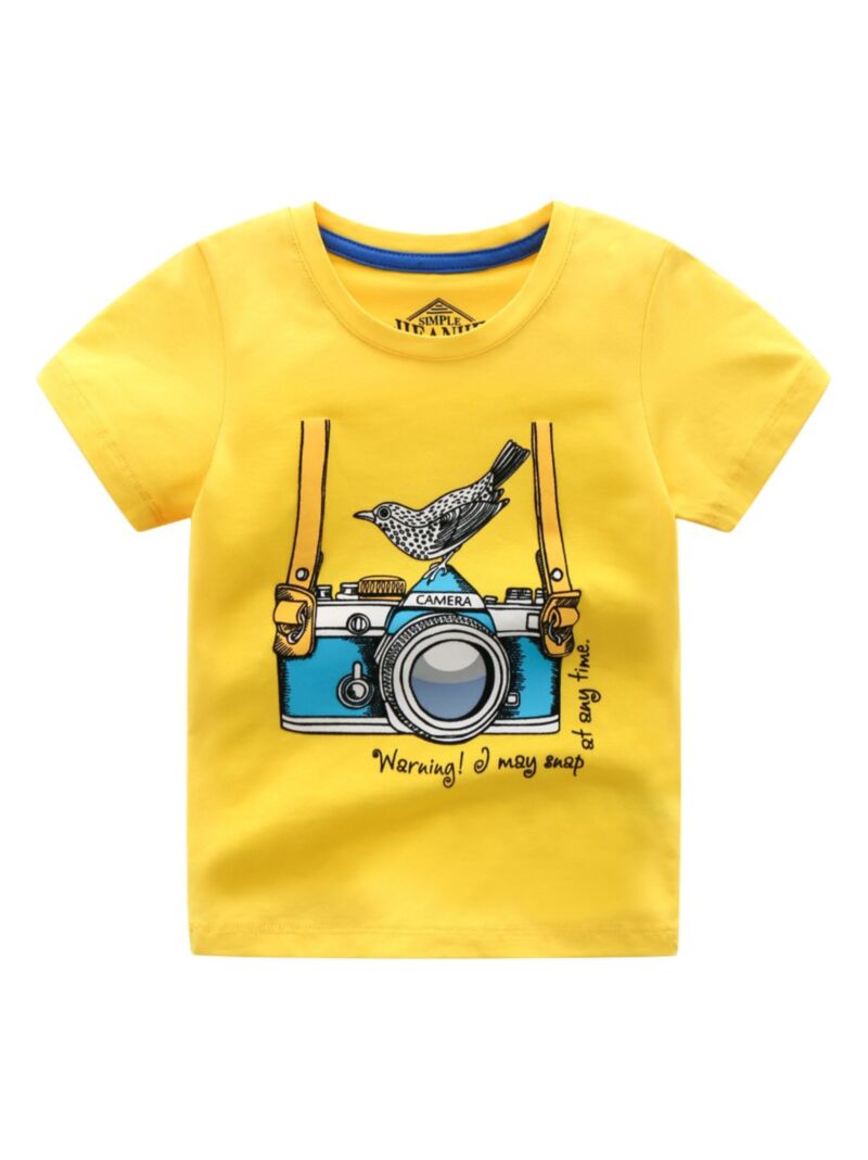 Wholesale Camera Bird Print T-shirt 200229358 - kiskiss