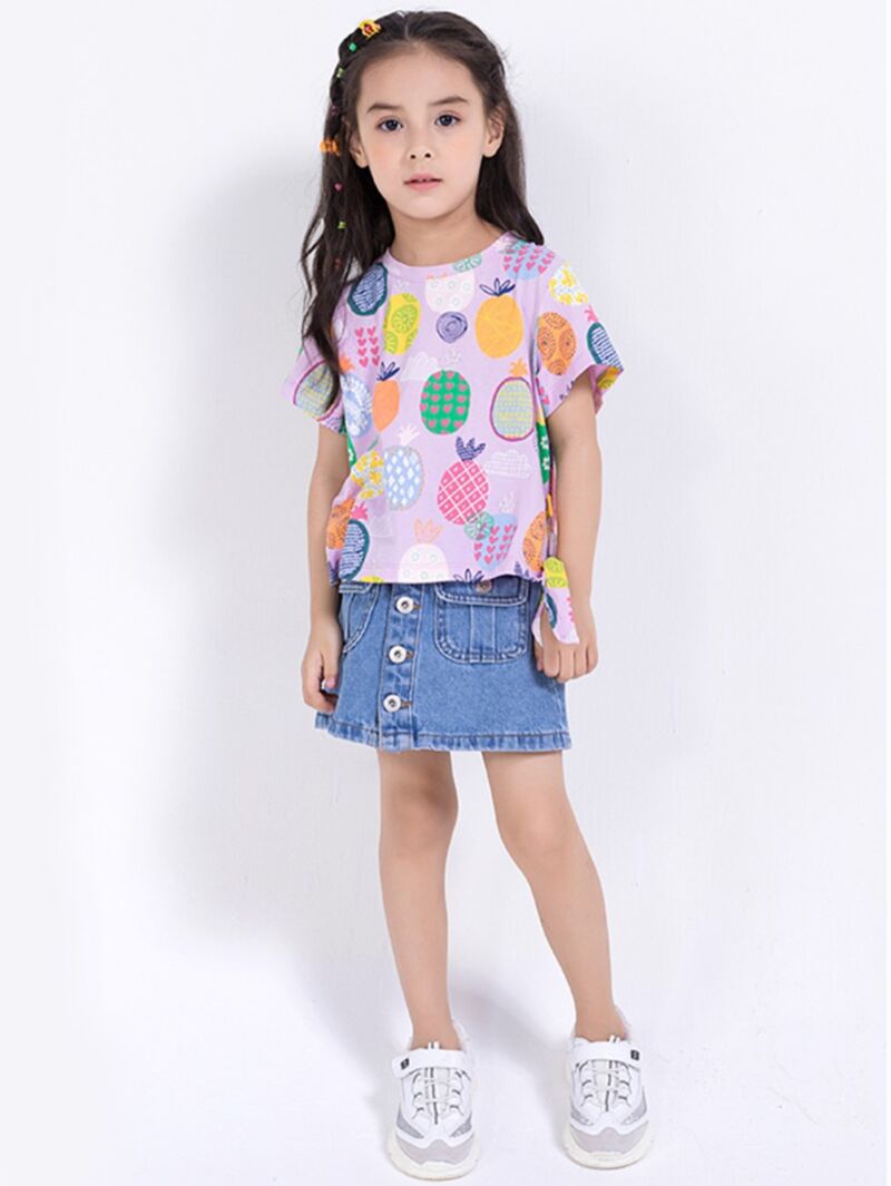 Wholesale Summer Little Girl Pineapples T-shirt 2002295