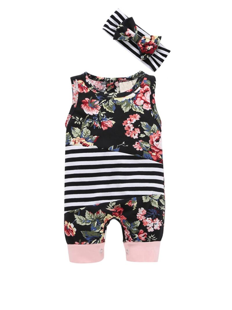 Wholesale 2-Piece Summer Cute Baby Flower Jumpsuit Matc