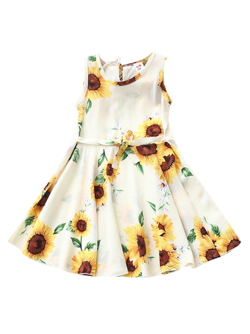 Wholesale Summer Little Girls Flower Printed Dress Slee