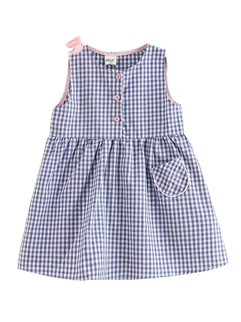 Wholesale Summer Baby Toddler Girl Plaid Button Front S