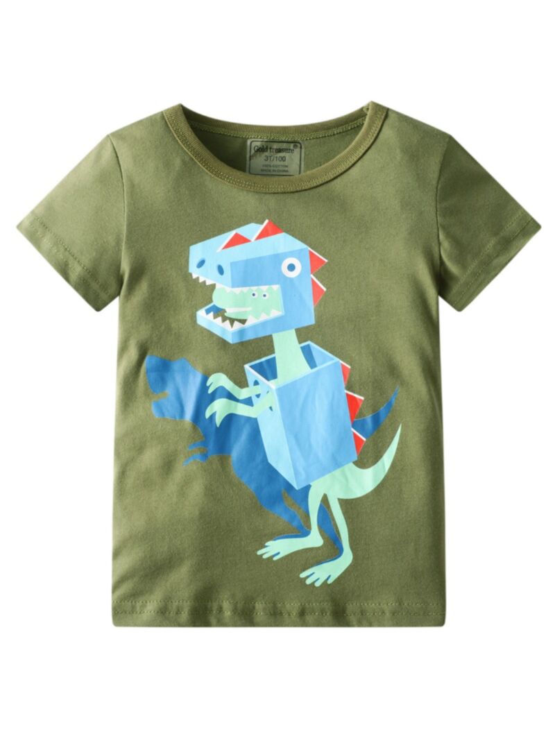 Wholesale Summer Kid Boy Dino Army Tshirt 200511143 - k