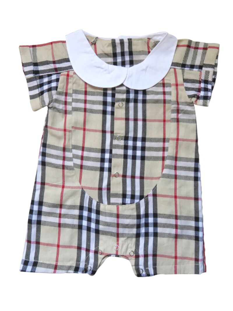 Wholesale Stylish Baby Girl Boy Peter Pan Collar Checke   200527324 1  1 