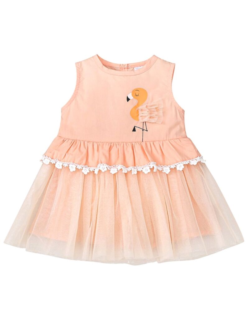 Wholesale Summer Little Girl Cartoon Mesh Pink Dress 20