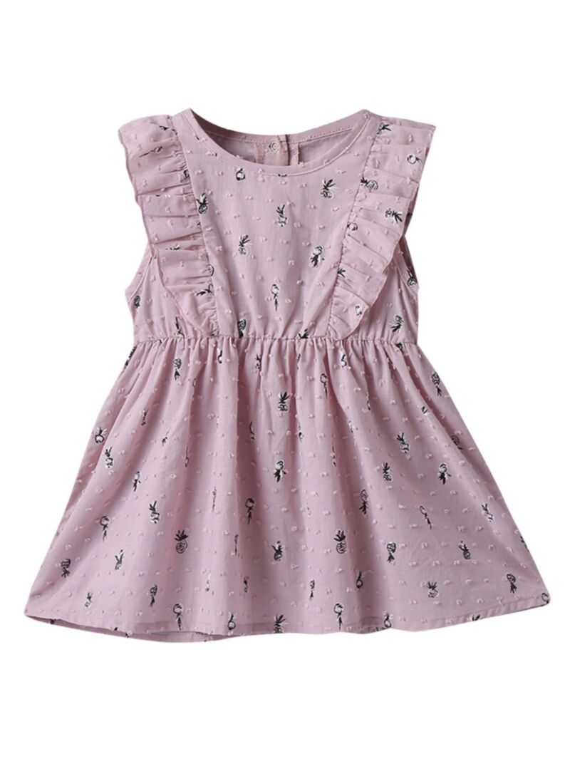 Wholesale Baby Girl Ruffle Floral Printed Pink Dress 20