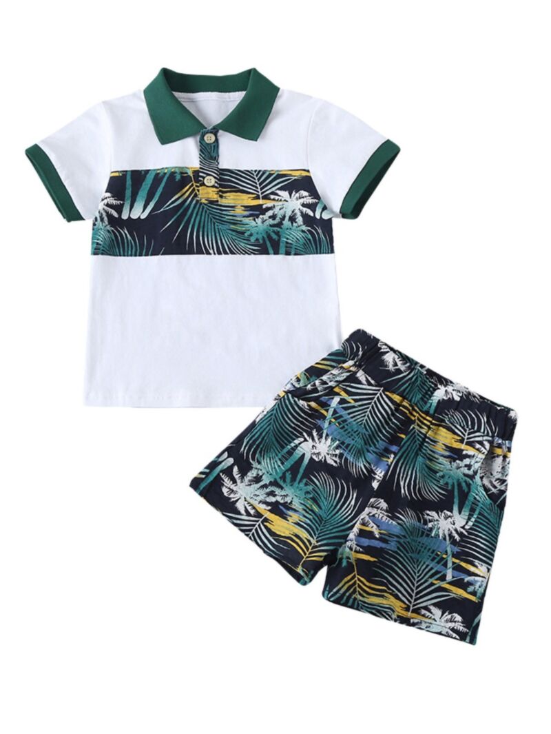 Wholesale 2-Piece Toddler Boy Plant Printed Polo Shirt