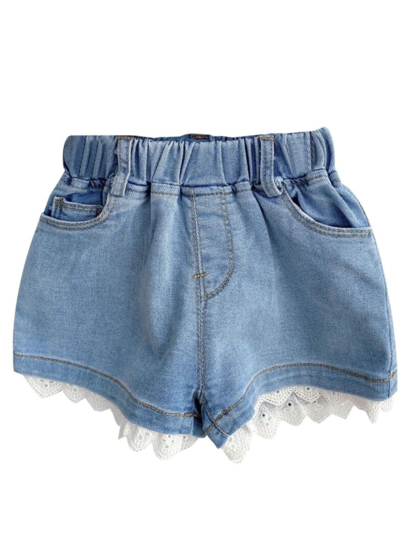 Wholesale Little Girl Lace Patchwork Denim Shorts 20061