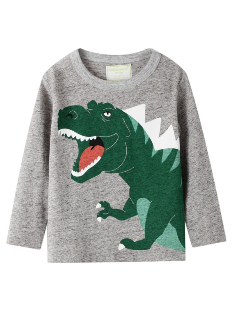 Wholesale Toddler Boy Long Sleeve Cartoon Dino Printed