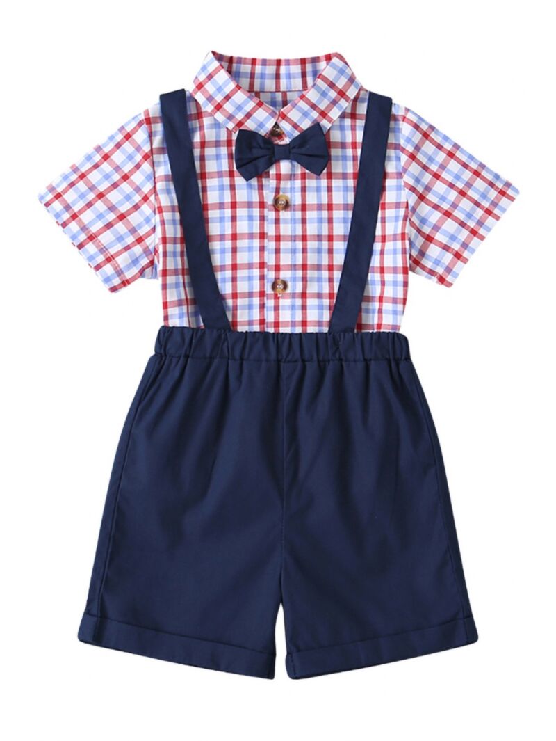 Wholesale 2-Piece Summer Baby Boy Red Blue White Plaid