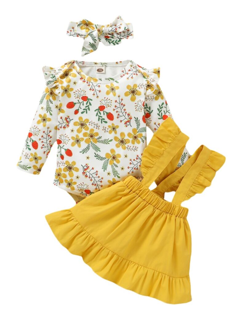 Wholesale 2-Piece Toddler Girl Floral Print Yellow Set