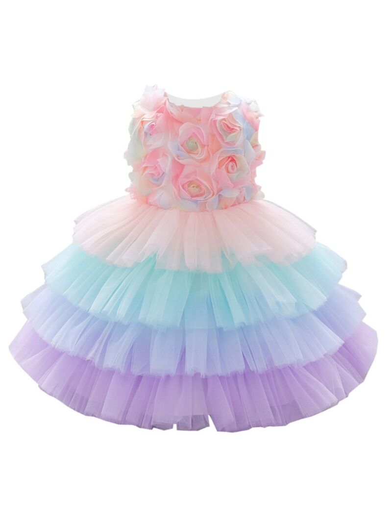 Wholesale Baby Girl Multi-Layer Mesh Flower Birthday Pa