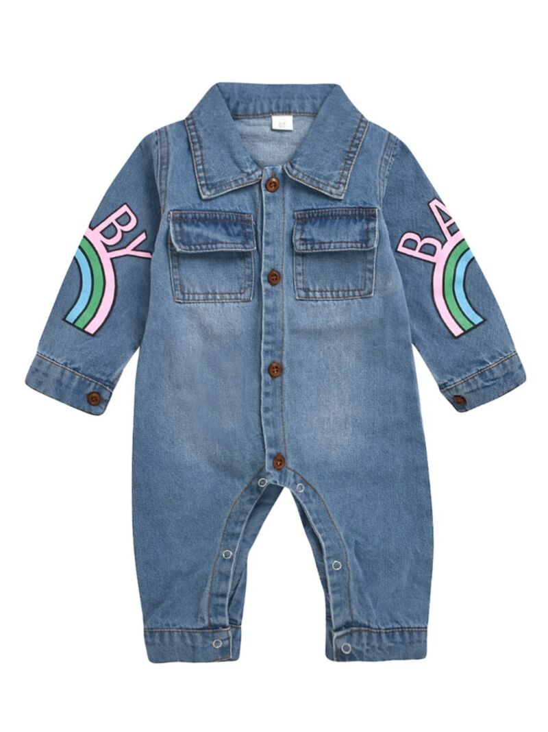 Wholesale Baby Girl Long Sleeve Turn Down Collar Denim