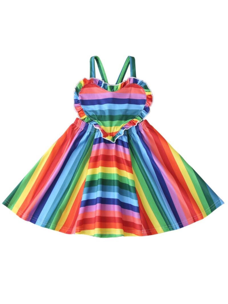 Wholesale Infant Toddler Girl Rainbow Stripe Love Heart