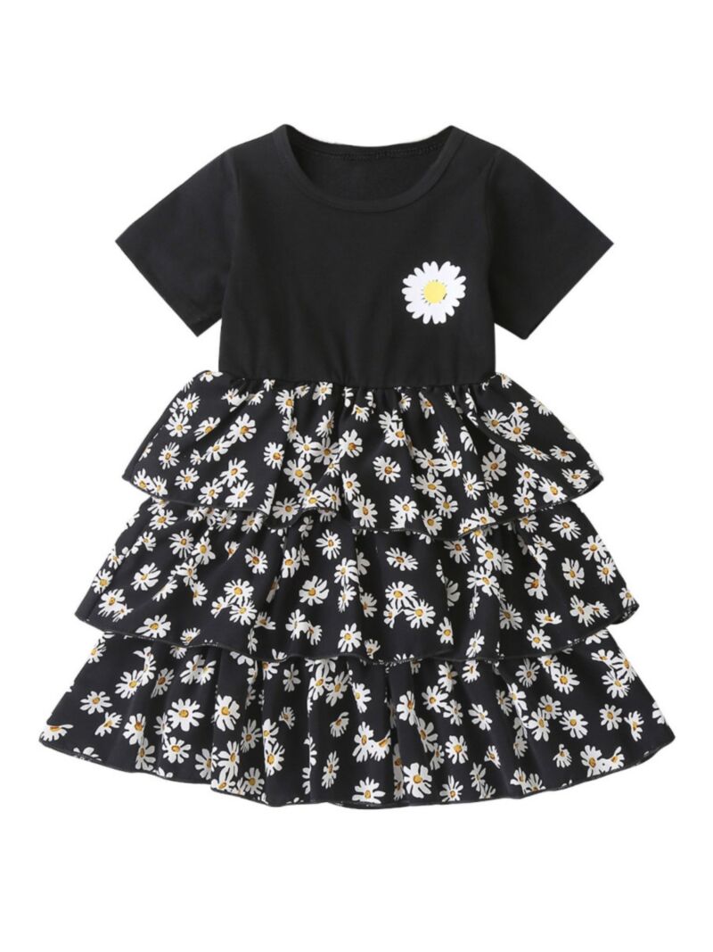 Wholesale Toddler Girl Daisy Flower Layered Dress 20071