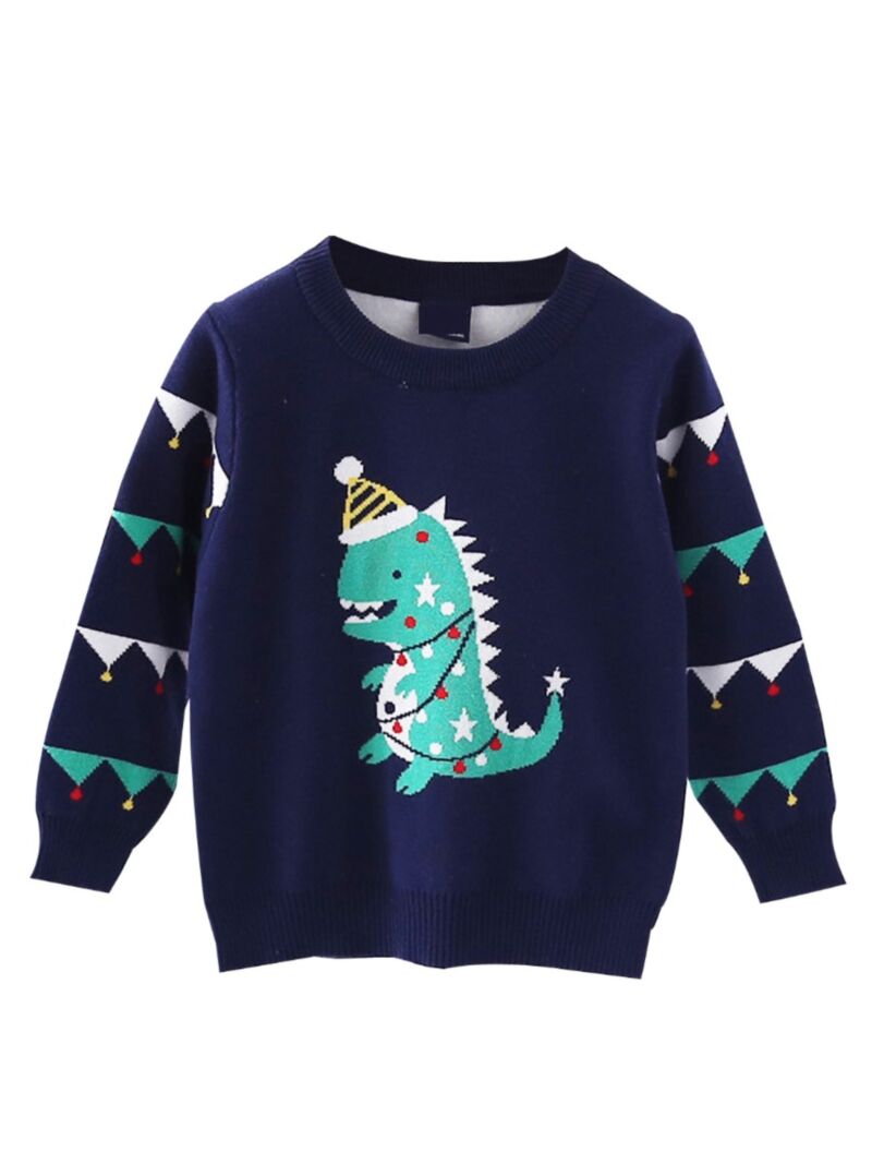 Wholesale Kid Boy Cartoon Dinosaur Print Sweater 200728   200728103 1  