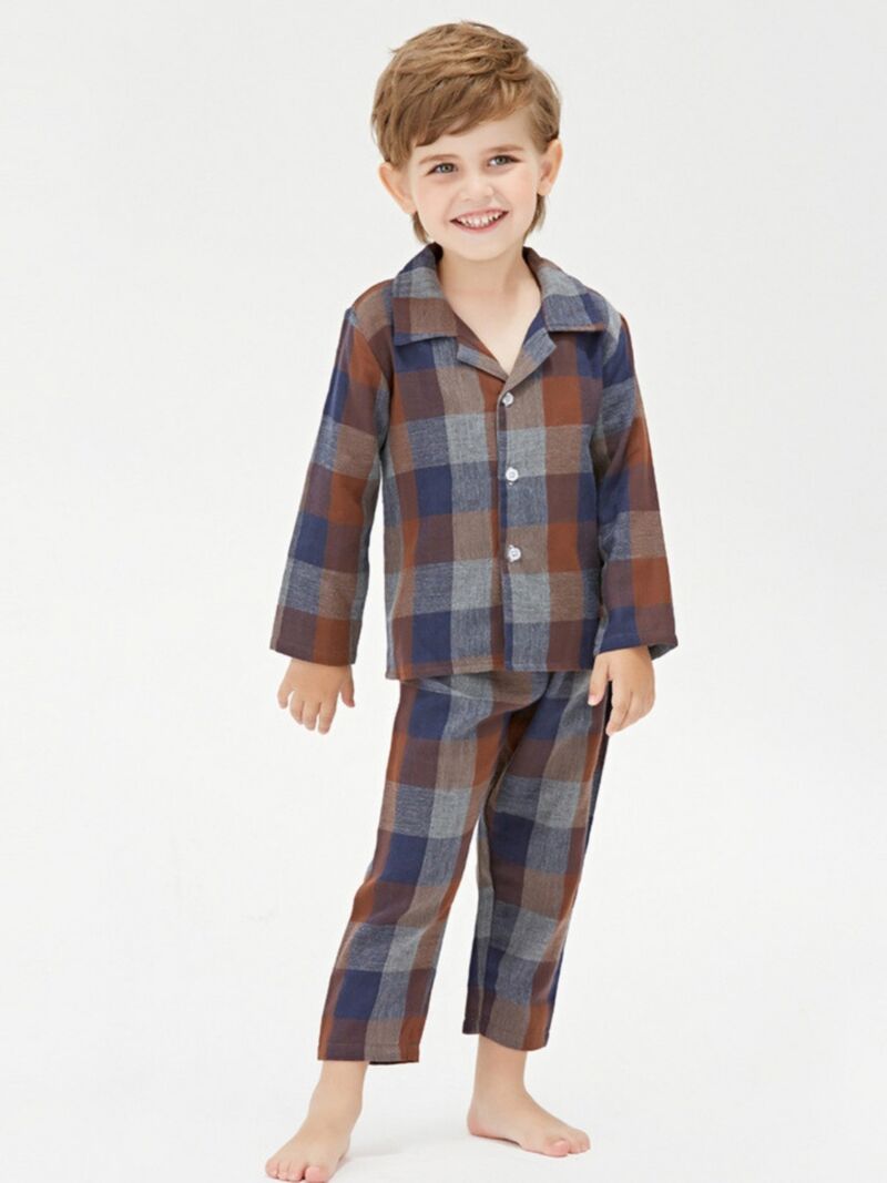 Wholesale 2 Pieces Toddler Plaid Pajamas Set Top & Trou