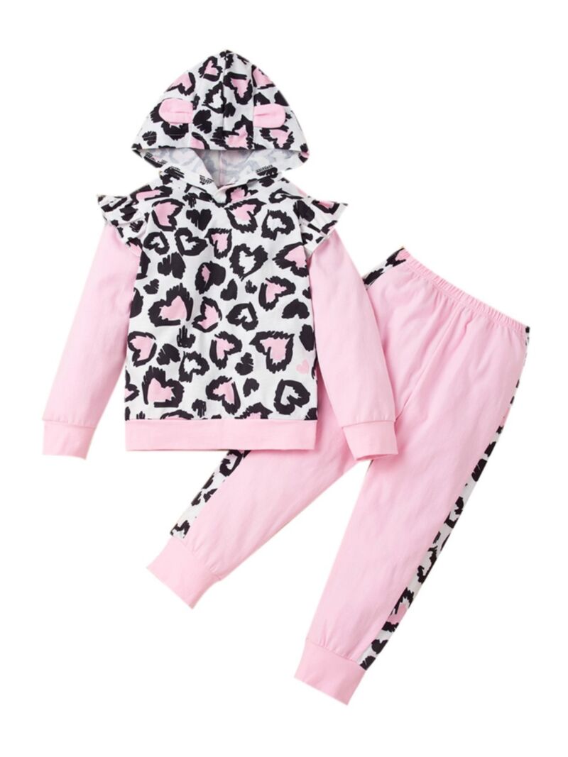 Wholesale 2 Pieces Kid Girl Love Heart Set Hooded Top M